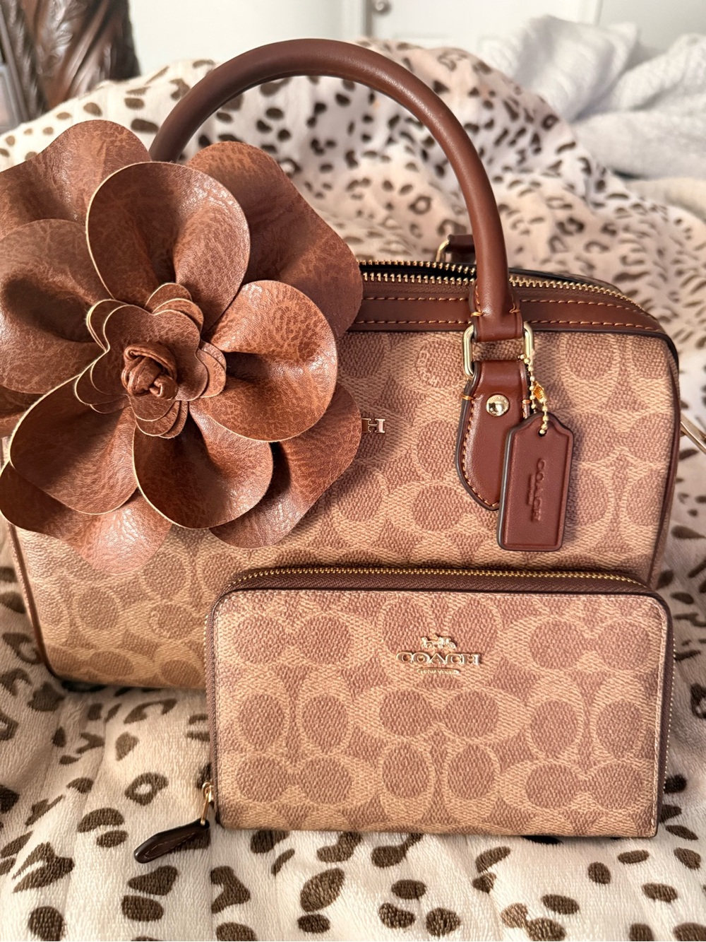 Coach Brown Signature Satchel with Matching Wallet